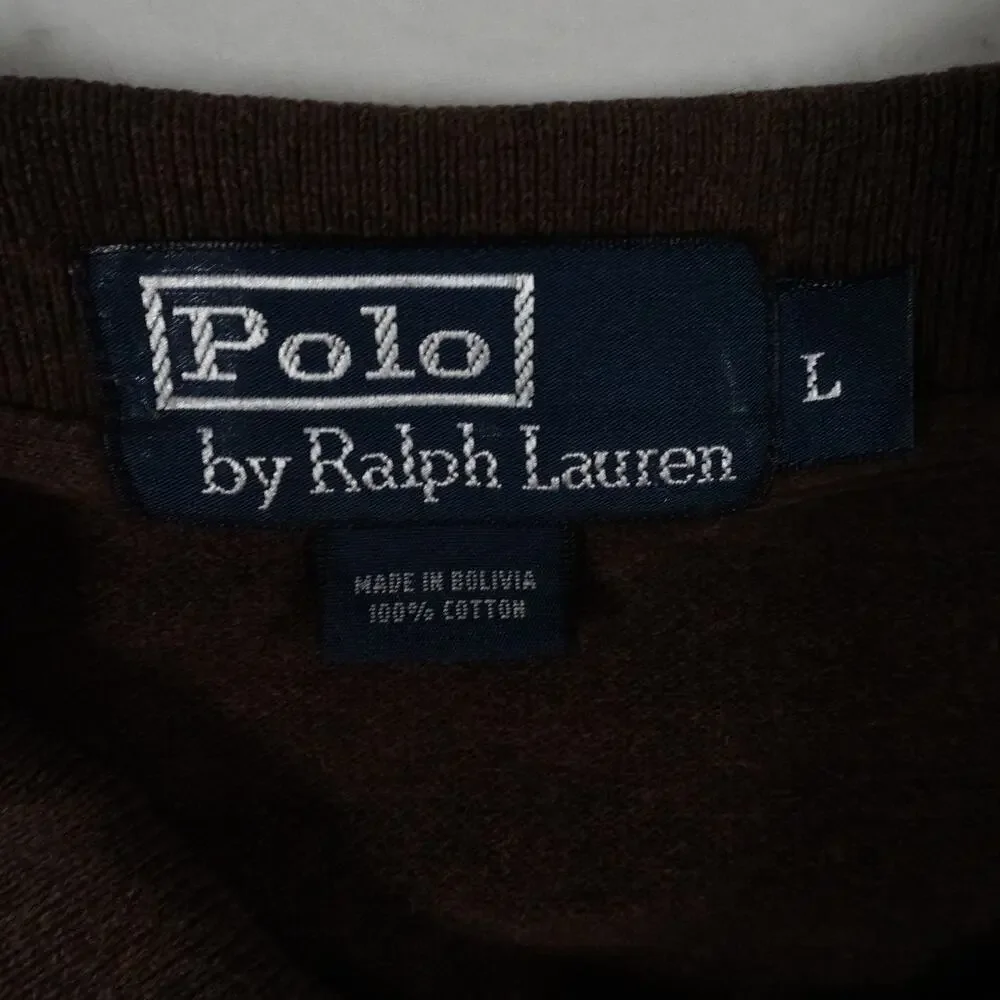 Ralph Lauren Vintage Brown Green Pony Golf Polo Shirt Men's Large